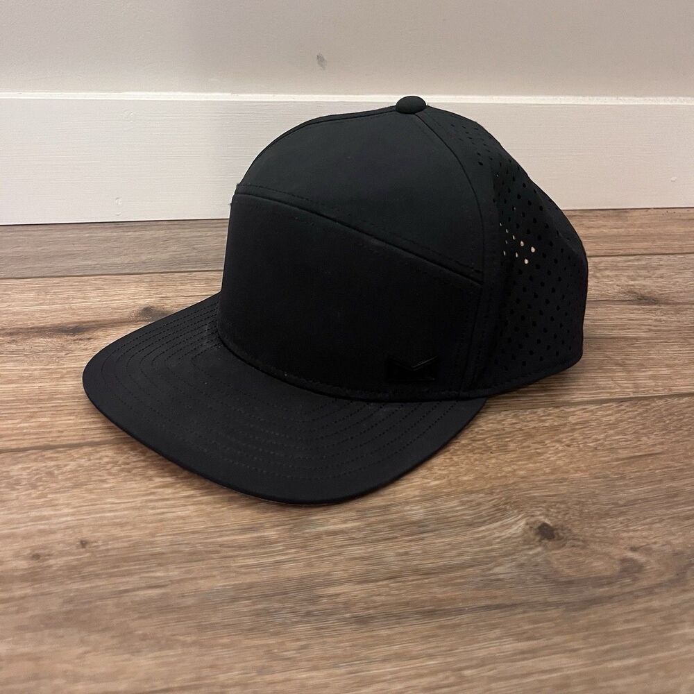 Melin Trenches Hydro Black Snapback Hat Cap CL Mesh Golf Water Resistant